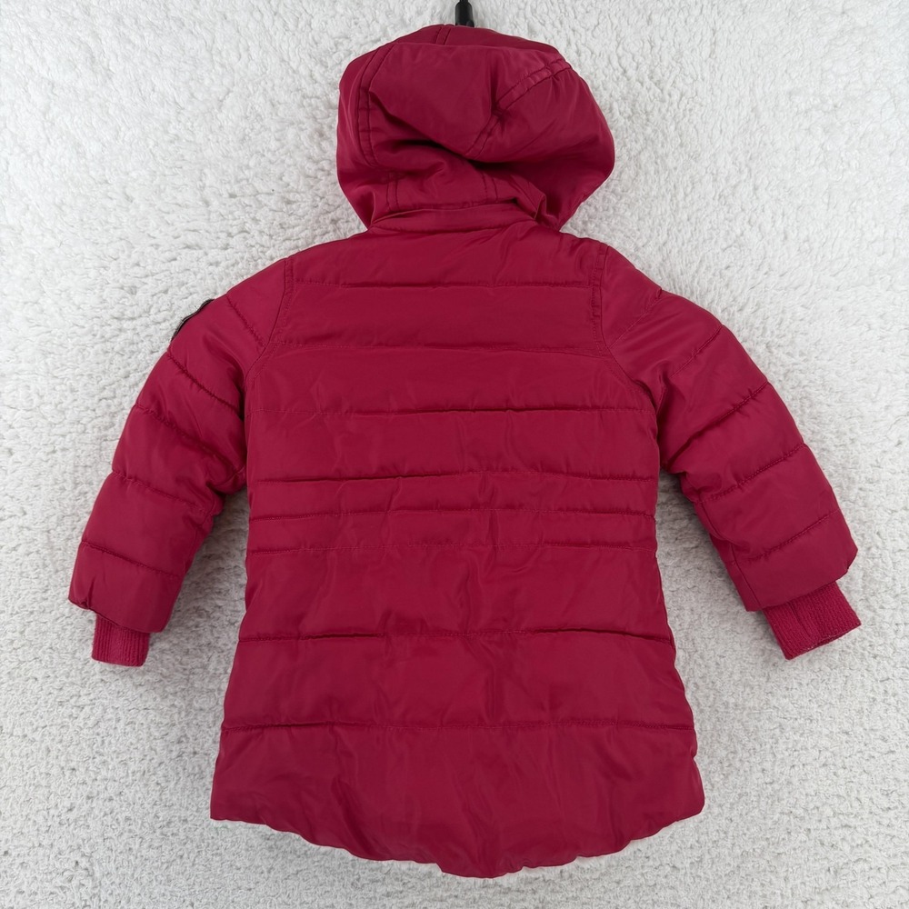 Diesel Coat Toddler 2T Pink Hooded Faux Fur Lined Puffer Parka Zip Pockets - Picture 2 of 10